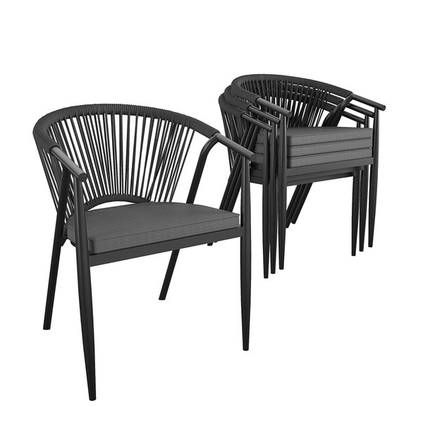 Cosco CosmoLiving by Cosmopolitan, Circi Collection, Stacking Dining Chair, Black and Charcoal 4PK 88288BGYE